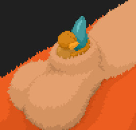 animal_genitalia anthro balls big_balls cyan_insides duo fluffy_balls genitals hugging_penis male orange_body penis sheath sheath_vore spherical_balls vore ved_s ved_s_(fox) arachnid arthropod canid canine fox mammal spider