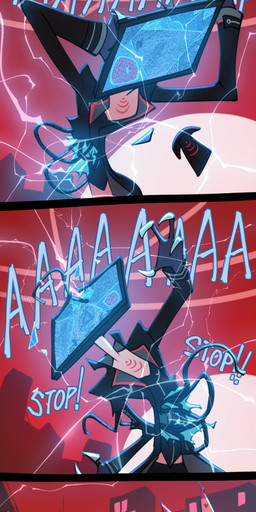 4_arms 4_fingers 5_fingers aaaaa anthro back_wings bag_over_head black_body black_fur blonde_hair blood blood_from_mouth blood_in_mouth bodily_fluids bow_tie censored_profanity clothing conjoined_speech_bubble dialogue electricity electronics ellipsis female fingers fur group hair hat headgear headwear holding_object holding_phone laugh linked_speech_bubble lying male multi_arm multi_limb on_front open_mouth open_smile phone red_eyes red_hair red_sclera screaming smile speech_bubble text top_hat white_body white_fur wings wire bigdad hazbin_hotel hellaverse little_nightmares alastor_(hazbin_hotel) charlie_morningstar emily_(hazbin_hotel) husk_(hazbin_hotel) mono_(little_nightmares) valentino_(hazbin_hotel) velvette_(hazbin_hotel) vox_(hazbin_hotel) angel animal_humanoid arthropod deer deer_humanoid demon demon_humanoid feline_demon human humanoid insect lepidopteran mammal mammal_humanoid moth 2025 absurd_res comic crossover english_text hi_res long_image tall_image