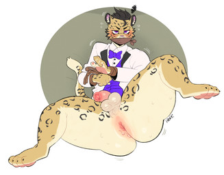 anthro anus backsack balls bdsm big_butt black_hair blush bodily_fluids bondage bottom_heavy bottomless bottomless_anthro bottomless_male bound bow_tie butt cheek_tuft clothed clothing collared_shirt defiant dress_shirt facial_tuft femboy flaccid foreskin fur gag gagged genitals hair half-closed_eyes hands_tied huge_butt humanoid_genitalia humanoid_penis male markings narrowed_eyes partially_clothed pawpads paws pear-shaped_figure penis perineum pink_pawpads pink_penis purple_eyes restraints rope rope_bondage shirt solo spots spotted_body spotted_fur spread_legs spreading suit sweat sweaty_butt thick_thighs topwear tuft wide_hips yellow_body yellow_fur roly james_(nao_o'connor) felid feline leopard mammal pantherine 2023