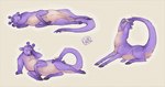 belly blue_body blue_fur eyestalks female fur hooves slightly_chubby solo stinger_tail stretching waking_up c_rowles_(artist) animorphs alien andalite taur