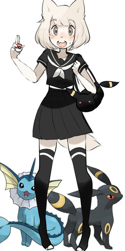 anthro bangs black_bottomwear black_clothing black_footwear black_legwear black_skirt black_socks black_thigh_highs black_thigh_socks black_topwear blush bodily_fluids bottomwear clothed clothed_anthro clothed_female clothing eyebrows eyelashes female female_anthro feral footwear fully_clothed fur green_eyes group hair holding_bag holding_object holding_pokeball kemono legwear open_mouth pokeball school_uniform simple_background skirt socks style_emulation sweat thigh_highs thigh_socks topwear trio uniform white_background white_body white_fur white_hair fredek666 nintendo pokemon marie_(fredek666) eeveelution generation_1_pokemon generation_2_pokemon pokemon_(species) umbreon vaporeon digital_media_(artwork) hi_res