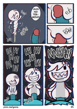 anthro big_penis blue_body blue_fur bodily_fluids cum duo erection female flat_chested fur genital_fluids genitals hair huge_penis hyper hyper_genitalia hyper_penis male male/female penetration penis rubbing simple_background text translucent translucent_body translucent_hair twisting twisting_body vaginal vaginal_penetration white_body white_hair garabatoz cartoon_network the_amazing_world_of_gumball carrie_krueger gumball_watterson domestic_cat felid feline felis ghost mammal spirit comic url