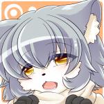 anthro fur grey_hair hair kemono open_mouth solo white_body white_fur yellow_eyes ehime_mikan domestic_cat felid feline felis mammal 1:1