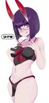 breasts camel_toe clothing eyewear female glasses hair holding_breast horn looking_at_viewer nipple_outline not_furry panties purple_eyes purple_hair simple_background solo tongue tongue_out underwear white_background wide_hips fatelogic slugbox asian_mythology east_asian_mythology fate_(series) japanese_mythology mythology type-moon assassin_shuten-douji demon horned_humanoid humanoid oni yokai absurd_res digital_media_(artwork) hi_res shaded