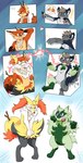 ambiguous_gender anthro duo embarrassed eyewear fluffy fluffy_tail glasses male pokeball shocked species_transformation tail transformation transformation_sequence transformation_through_technology rainbowraven nintendo pokemon lockely zeelo braixen canid canine felid floragato fox generation_6_pokemon generation_9_pokemon mammal pantherine pokemon_(species) snow_leopard absurd_res hi_res