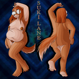anthro belly big_belly breasts butt claws colored_fingernails colored_nails colored_toenails curling_toes eyewear feet female fingernails fupa fur glasses hair nails nipples nude nude_female orange_body orange_fur overweight pose pubes raised_arm red_hair solo tail thick_thighs toe_claws toenails toes valkyriedyne illumination_entertainment sing_(movie) suki_lane canid canine canis domestic_dog hunting_dog mammal saluki sighthound 1:1 absurd_res hi_res pinup