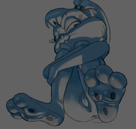 3_toes anthro feet female foot_fetish foot_focus genitals paws soles solo toes vulva mrpunkmorph looney_tunes warner_brothers lola_bunny lagomorph leporid mammal rabbit monochrome sketch