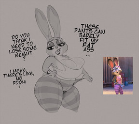 anthro belly big_breasts big_butt breasts butt clothed clothed_anthro clothed_female clothing curvy_figure dialogue female female_anthro huge_breasts huge_butt leggings legwear patterned_legwear slightly_chubby slightly_chubby_anthro slightly_chubby_female solo text thick_thighs tight_clothing voluptuous voluptuous_anthro voluptuous_female weight_conscious wide_hipped_anthro wide_hipped_female wide_hips bigoldoinks disney zootopia judy_hopps european_rabbit lagomorph leporid mammal oryctolagus rabbit english_text reference_image