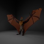 anthro brown_body brown_fur claws countershading fur green_eyes happy loose_feather male markings membrane_(anatomy) membranous_wings nude plantigrade ruff simple_background solo teeth wings wraps akaifox ruckus_(rustledfluff) bat mammal 1:1 3d_(artwork) absurd_res autodesk_maya_(artwork) digital_media_(artwork) full-length_portrait hi_res portrait