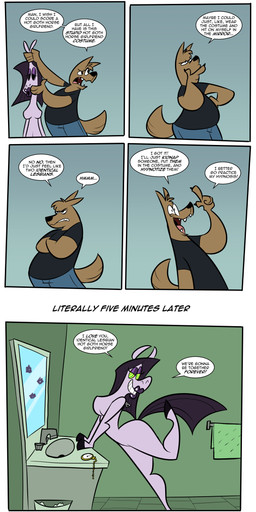 alternative_fashion anthro breasts clock clothed clothing dialogue featureless_breasts female goth hair hypnosis lipstick makeup male mind_control nude purple_body purple_hair ringed_eyes skinsuit solo text tight_clothing watch zipper rusheloc canid canine equid equine horse mammal absurd_res comic english_text hi_res url