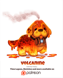 ambiguous_gender barrel blep brown_eyes collar dog_barrel feral humor lava pun simple_background smoke solo text tongue tongue_out visual_pun volcano white_background piper_thibodeau canid canine canis domestic_dog mammal molosser mountain_dog saint_bernard 2016 digital_media_(artwork) digital_painting_(artwork) english_text painting_(artwork)