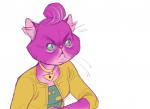 >:( anthro cardigan clothed clothing colored_sclera female fur green_eyes inner_ear_fluff jewelry necklace pink_body pink_fur pupils slit_pupils solo tuft shoomlah bojack_horseman netflix princess_carolyn domestic_cat felid feline felis mammal persian_cat guide_lines portrait