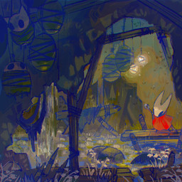 2_horns ambiguous_gender biped black_eyes cloak clothed clothing corpse empty_eyes horn melee_weapon outside red_cloak red_clothing solo standing water weapon weapon_on_back blipbugbug hollow_knight:_silksong hollow_knight_(franchise) team_cherry hornet_(hollow_knight) arthropod humanoid 1:1 2026