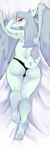 2023 5_toes absurd_res amber_eyes anthro artist_name barefoot bedding bedding_background big_butt black_clothing black_panties black_underwear blush bubble_butt butt claws clothed clothing dakimakura dakimakura_design dakimakura_pose deadassspider digital_drawing_(artwork) digital_media_(artwork) dinosaur elbow_feathers eyelashes eyeliner fang_(gvh) feathered_wings feathers feet female goodbye_volcano_high grey_body grey_scales hair hi_res humanoid_feet long_hair looking_at_viewer looking_back looking_back_at_viewer lying makeup navel on_back on_bedding panties panties_only plantigrade pterodactylus pterosaur reptile scales scalie short_tail silver_hair skimpy skimpy_underwear smile snout soles solo tail toe_claws toes topless topless_anthro topless_female underwear underwear_only watermark wings