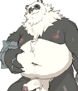 anthro balls belly erection eyewear foreskin genitals glasses male nipples nude overweight penis smile solo vein veiny_penis konbu mihoyo zenless_zone_zero pan_yinhu bear giant_panda mammal