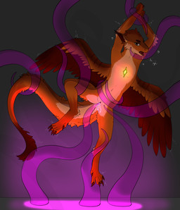 anthro arm_grab bodily_fluids dripping feathered_wings feathers fluffy fur genital_fluids genitals male open_mouth penetration precum questionable_consent raised_arm sex solo spread_legs spreading tentacle_penetration tentacle_sex tentacles vaginal vaginal_fluids vaginal_penetration vulva waist_grab wings misterluk european_mythology mythology felix_(felixdw) dragon furred_dragon furred_scalie mythological_creature mythological_scalie scalie western_dragon absurd_res hi_res