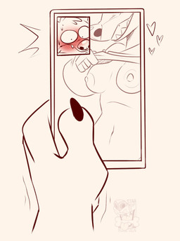 anthro blush breasts cellphone claws clothed clothing clothing_lift duo electronics female female_focus finger_claws flashing flashing_breasts holding_object holding_phone male navel nipples phone screen shirt shirt_lift smartphone solo_focus teeth topwear wide_eyed starthewerewolf no_nut_november no_nut_sabotage paige_(starthewerewolf) randy_(starthewerewolf) american_opossum mammal marsupial procyonid raccoon virginia_opossum 2025 digital_drawing_(artwork) digital_media_(artwork) hi_res meme sketch