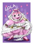 anthro areola breasts bride clothing crouching dripping_pussy exposed_breasts female footwear genitals high_heels lipstick makeup overweight overweight_female pussy shoes solo tusks veil neko_no_hito one_piece zombie_lola_(one_piece) domestic_pig mammal suid suina sus_(pig) undead warthog zombie