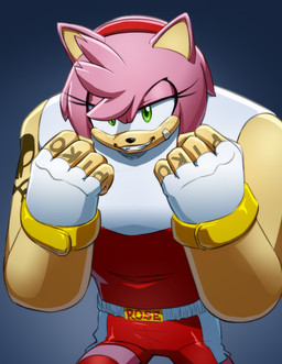 duo eyelashes female fur green_eyes half-closed_eyes muscular muscular_arms muscular_female narrowed_eyes pink_body pink_fur smile tattoo joeadok archie_comics sega sonic_the_hedgehog_(archie) sonic_the_hedgehog_(comics) sonic_the_hedgehog_(series) amy_rose muscular_amy_rose_(archie_sonic) eulipotyphlan hedgehog mammal