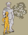 animal_genitalia anthro anthrofied balls detached_sheath duo fully_sheathed genitals hand_on_shoulder male sheath size_difference standing text misskin 2_stupid_dogs hanna-barbera the_big_dog the_little_dog canid canine canis dachshund domestic_dog herding_dog hunting_dog mammal pastoral_dog 2013 english_text