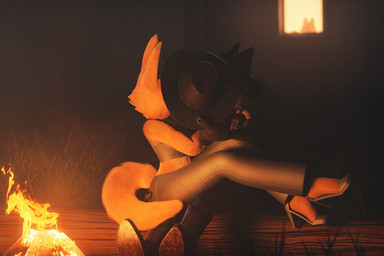 ambiguous_gender anthro boots bottomwear breasts campfire canon_couple clothed clothing cowboy_boots cowboy_hat duo eyebrow_piercing facial_piercing female footwear fur hat headgear headwear high_heels husband_and_wife kissing leather leather_bottomwear leather_clothing leather_pants log male male/female married_couple navel night on_lap on_log orange_body orange_fur outside pants piercing plant romantic romantic_couple shoes sitting sitting_on_lap tail tree voyeur wood monketco_(artist) goneafterdark_(modeler) dreamworks dreamworks_all-star_kart_racing the_bad_guys diane_foxington mr._wolf_(the_bad_guys) canid canine canis fox mammal wolf 3d_(artwork) blender_(artwork) digital_media_(artwork) hi_res father_(lore) father_and_child_(lore) mother_(lore) mother_and_child_(lore) parent_(lore) parent_and_child_(lore)
