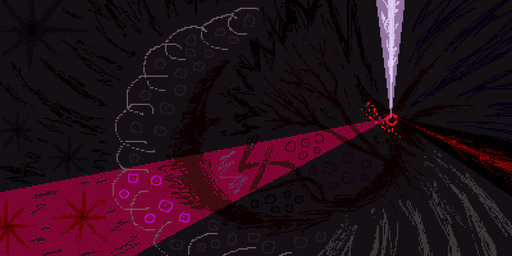ambiguous_gender beam black_body black_fur feral fur horror_(theme) red_eyes solo surrealism toony demensa canid canine canis mammal wolf 2024 2:1 digital_media_(artwork) hi_res pixel_(artwork)