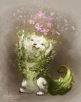 ambiguous_gender feral flower fur generic_flower plant solo white_body white_fur alectorfencer canid canine mammal 2014