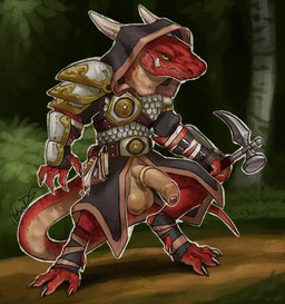 accessory anthro armor armor_plates balls belt big_balls black_clothing black_footwear black_hood black_robe book claws clothed clothing cock_ring detailed_background dirt_road fangs feet foot_wraps footwear foreskin forest gauntlets genitals gloves gold_(metal) gold_trim green_eyes half-erect hammer handwear hood hooded_robe horn humanoid_genitalia humanoid_penis jewelry long_tail looking_at_viewer male multicolored_body multicolored_tail no_sclera outside partially_clothed pauldron penis penis_accessory penis_jewelry plant red_body red_scales robe saggy_balls scales shield shrub solo tail tan_balls tan_body tan_foreskin teeth toe_claws tools trail tree two_tone_body two_tone_tail unretracted_foreskin warhammer white_armor wraps nitrods paizo pathfinder kobold kobold_(pf2e) scalie 2026 character_request hi_res signature