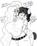 2017 anthro beauty_mark_(oc) big_breasts blue_eyes blush breasts clothing dialogue digital_drawing_(artwork) digital_media_(artwork) duo earth_pony english_text equid equine eye_bags fan_character female female/female fondling friendship_is_magic grope hasbro hi_res horse lipstick makeup mammal mature_anthro mature_female mcsweezy my_little_pony pony text yellow_eyes