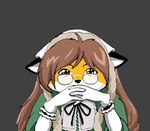 anthro eyewear female glasses green_eyes heterochromia parody red_eyes solo shep rozen_maiden furseiseki_(character) canid canine fox mammal