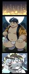 anthro belly big_belly blush bulge clothing duo fur happi_(clothing) humanoid_hands kemono male male/male moon navel night one_eye_closed overweight overweight_male underwear white_body white_fur wink ptcmtr lifewonders tokyo_afterschool_summoners chubby_protagonist_(tas) licho_(tas) protagonist_(tas) felid mammal pantherine tiger 2020 absurd_res comic hi_res