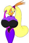anthro avian big_breasts bird breasts clothing don_bluth female galliform goldie_pheasant hair hi_res huge_breasts hyper hyper_breasts large-rarge phasianid recolor_(disambiguation) rock-a-doodle solo