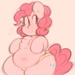 ambiguous_form belly blue_eyes blush blush_lines clothed clothing cutie_mark female fur hair heart_symbol navel pink_background pink_body pink_hair simple_background smile solo tail underwear underwear_only toroitimu friendship_is_magic hasbro my_little_pony pinkie_pie_(mlp) equid equine horse mammal pony 1:1