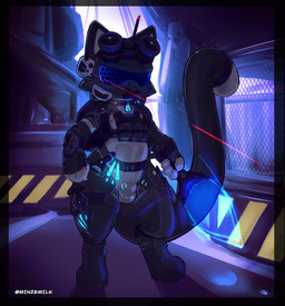 boots bulge chastity_device clothing cybernetics cyberpunk detailed_bulge drone dronesuit footwear glistening glistening_latex gloves handwear implied_permanent laser_beam laser_pointer latex latex_boots latex_clothing latex_footwear latex_gloves latex_handwear latex_skinsuit machine male null_bulge rubber_clothing shoes skinsuit slave tight_clothing minzemilk capcom monster_hunter felid felyne lynian mammal palico absurd_res hi_res