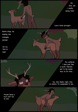antler_growth black_border black_hair black_nose blush border brown_body brown_eyes brown_fur butt clock countershade_butt countershade_fur countershade_neck countershade_tail countershade_torso countershading duo earrings_only eyes_closed female feral feral_on_feral fur hair hooves looking_at_another looking_at_partner looking_back looking_back_at_another looking_back_at_partner looking_pleasured looking_up male male/female nude nude_female nude_male on_hind_legs open_mouth quadruped rear_view sex side_view squiggle_mouth standing tail tan_body tan_fur text watch frankenjade deer mammal 2020 absurd_res colored comic english_text hi_res shaded