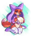 anthro bell bell_collar big_breasts breasts clothing collar female footwear high_heels legwear nipples pumps shoes solo thigh_highs missphase disney robin_hood_(disney) maid_marian canid canine fox mammal red_fox true_fox hi_res