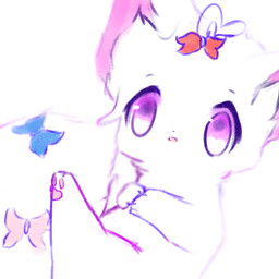 accessory ambiguous_gender bow_(feature) bow_accessory bow_ribbon centered_hair_bow feral fur furgonomics hair_accessory hair_bow hair_ribbon multicolored_outline open_mouth outline paws pink_ears pink_eyes pink_sclera ribbons simple_background solo tail tail_accessory tail_bow tail_ribbon toony tuft white_background white_body white_fur snoiifoxxo domestic_cat felid feline felis mammal 1:1 hi_res
