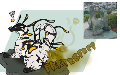 anus bioluminescence bone claws exclamation_point fart fart_cloud fart_fetish female female_focus feral gas genitals glowing glowing_eyes onomatopoeia raised_tail rock sculpture sharp_teeth simple_background skull smelly solo sound_effects spreading statue stink_fumes surprised tail teeth text vulva notlissceous stingz_(notlissceous) alien amphibian scalie hi_res