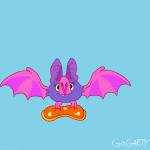 ambiguous_gender bat_nose bat_wings big_ears biped black_eyes blue_background fangs feet feral flying food front_view frown fur holding_food holding_object membrane_(anatomy) membranous_wings pink_nose pink_wings pizza prehensile_feet purple_body purple_fur purple_wings simple_background solo teeth toes toony two_tone_wings winged_arms wings gogarty bat mammal microbat 1:1 2016 2d_animation animated digital_drawing_(artwork) digital_media_(artwork) full-length_portrait loop portrait short_playtime signature