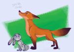 2016 canid canine disney duo eyes_closed female feral feralized fox fur judy_hopps lagomorph leporid male mammal nick_wilde orangeandbluecream purple_eyes rabbit red_fox size_difference text true_fox zootopia