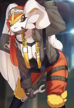 accessory anthro areola biped blurred_background bodily_fluids breasts cleavage clothed clothing female female_anthro front_view hanging_breasts headband holding_object jewelry kemono key key_necklace looking_at_viewer medium_breasts necklace orange_eyes pink_areola rocket_bunny solo streetwear techwear white_body healingpit zinfyu nintendo pokemon cinderace generation_8_pokemon pokemon_(species) 2d_animation animated compression_artifacts digital_media_(artwork) high_framerate motion_tweening no_sound short_playtime webm