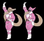 anthro clothed clothing cosplay female green_eyes muscular muscular_anthro muscular_female power_coin power_morpher simple_background solo transparent_background jmadoc power_rangers twokinds king_adelaide basitin mammal 2014 absurd_res alpha_channel hi_res