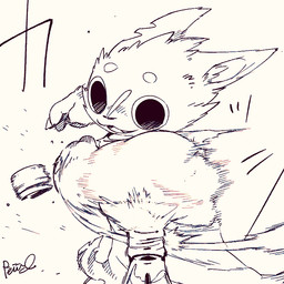 anthro black_eyes bodily_fluids bottle_cap breasts clothed clothing covered_nipples fangs female motion_lines open_mouth open_smile simple_background smile snot solo spinning teeth white_background razy goo_(razy) felid mammal 1:1 monochrome signature