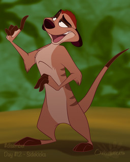 4_fingers anthro fingers fur half-closed_eyes male narrowed_eyes nude open_mouth raised_tail solo standing tail teeth text tongue atimon disney the_lion_king timon herpestid mammal meerkat 2023 4:5 hi_res signature