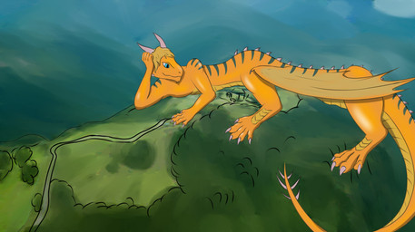 claws feet hair horn macro male markings nude outside smile solo tail wings superplus mythology dragon mythological_creature mythological_scalie scalie taur absurd_res digital_media_(artwork) hi_res