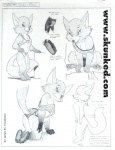3_toes anthro barefoot biped bottomwear breasts butt canid canine claws clothed clothing english_text feet female fox hindpaw james_m_hardiman looking_at_viewer mammal model_sheet monochrome panties paws pinup pose raised_tail seductive shorts side_view skimpy soles solo tail text toes trixie_(btt) under_boob underwear