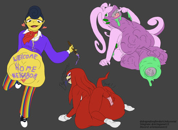 abdominal_bulge after_vore animal_genitalia animal_penis backsack balls belly_humping burping clothed clothing cock_vore echidna_penis french_kissing genitals group group_vore kissing male male/male paint paint_on_belly paint_on_self penile penis vore fledgedragonfox nintendo pokemon sega sonic_the_hedgehog_(series) knuckles_the_echidna wally_darling ych_(character) echidna generation_6_pokemon goodra living_puppet mammal monotreme pokemon_(species)