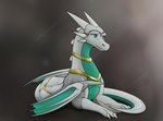 clothing crown dress female feral headgear horn lying multicolored_body solo tail white_body wings apollyondragon activision mythology spyro_the_dragon cynder pure_cynder dragon mythological_creature mythological_scalie scalie 2023 digital_media_(artwork) portrait signature