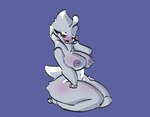 anthro beak big_breasts blush breasts female grey_body nipples non-mammal_nipples sitting solo thick_thighs diswrthy avian bird owl