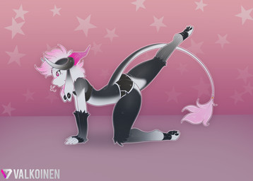 anthro clothed clothing ear_piercing exercise femboy horn male piercing simple_background tail tail_tuft tuft valkoinen valkoinen_2.0_(character) american_opossum bovid caprine domestic_cat felid feline felis goat hybrid mammal marsupial digital_media_(artwork) shaded